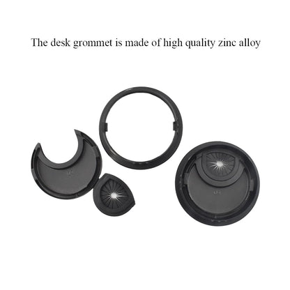 HAHIYO 2Pcs 2.4Inch/60mm Black Zinc Alloy Desk Grommet Wire Grommet Cable Management Cord Hole Cover Desk Wire Hole Insert Wire Organizer for Computer Office Home School Equipment Systems