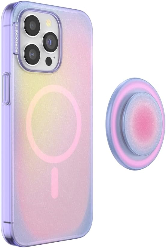 PopSockets iPhone 15 Pro Max Case with Round Phone Grip Compatible with MagSafe, Phone Case for iPhone 15 Pro Max, Wireless Charging Compatible, Cute Aura