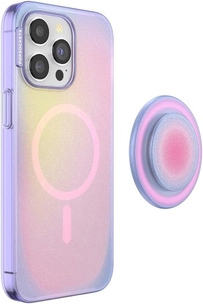 PopSockets iPhone 15 Pro Max Case with Round Phone Grip Compatible with MagSafe, Phone Case for iPhone 15 Pro Max, Wireless Charging Compatible, Cute Aura