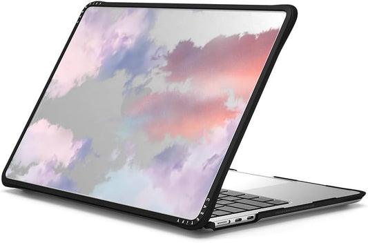 CASETiFY Impact MacBook Air 13.6" (M2-M4) Case [Cushioned Impact Corners/Scratch-Resistant/Anti-Slip Grip] - Clouds - Clear Black