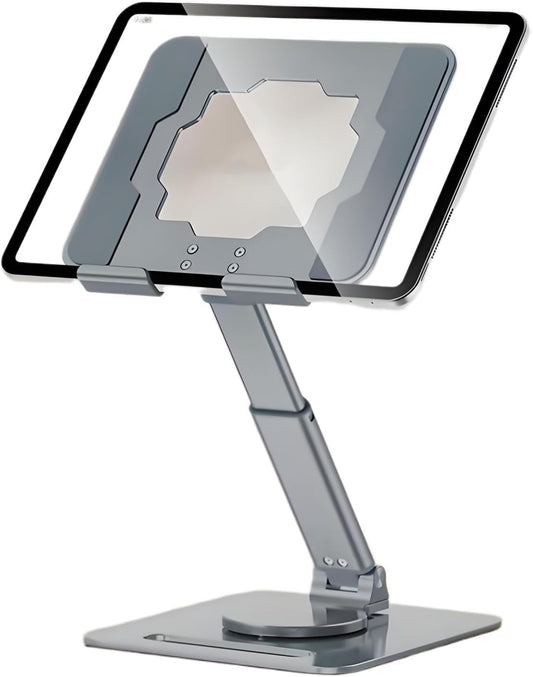 360° Rotating Tablet Stand - Adjustable iPad Tablet Holder for Desk, Foldable iPad Swivel Stand for Home & Office (Muted Gray)