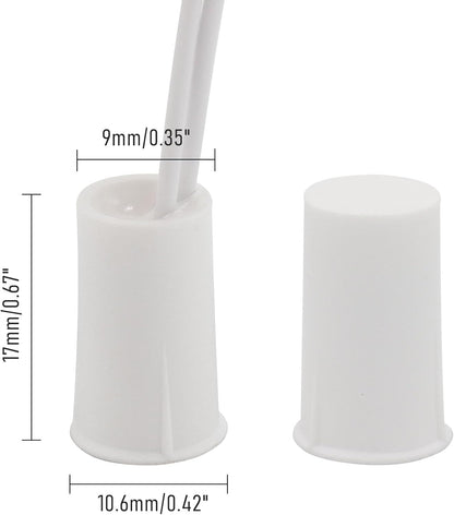 10PCS Recessed Wired Security Window Door Contact Sensor, Normally Closed NC, Door Alarm Magnetic Reed Switch with 2 Wire, ABS White, RC-33