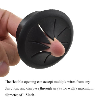 HAHIYO 2Pcs 2Inch/50mm Black ABS Plastic Eight-petaled Desk Grommet Wire Grommet Cable Management Cord Hole Cover Desk Wire Hole Insert Wire Organizer for Computer Office Home School Equipment Systems