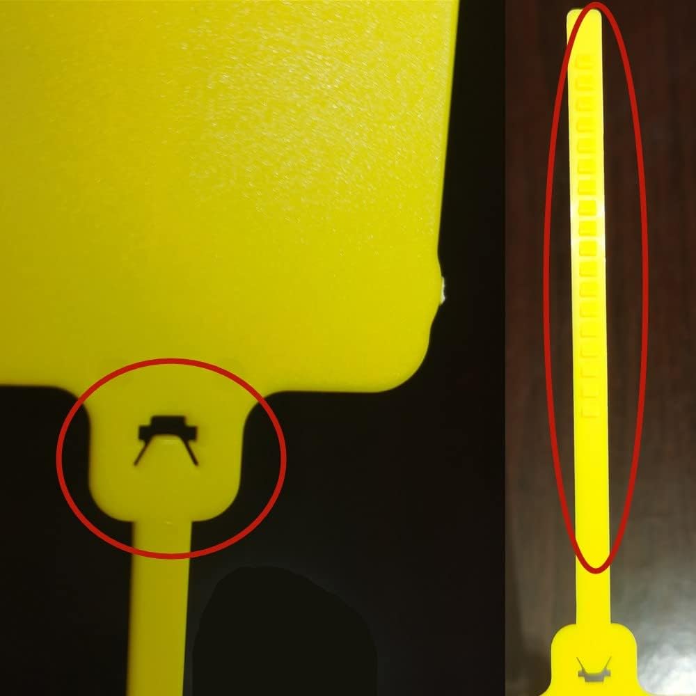 100pcs Reusable Blank Plastic Tags Ties Key Tags 1.45"*2.48" Serrated Tension Sealing Strap with Large Label Plastic Tie Mark Label Waterproof Hang Sign Write on Tag (Yellow, 100pcs)