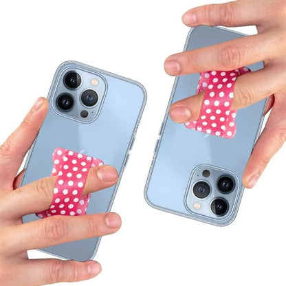 Universal Phone Grip for Smartphones - Phone Holder for Hand for Back of Phone - Wireless Charging Compatible (Dot Pink) - 2Pack