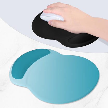 ITNRSIIET Ergonomic Mouse Pad with Comfort Gel Wrist Rest, Non-Slip PU Base, Smooth Textured Surface, Reduces Hand Fatigue & Wrist Pain, 8.7 x 7.2 Inch for Office Gaming Home, Ombre Blue Gradient