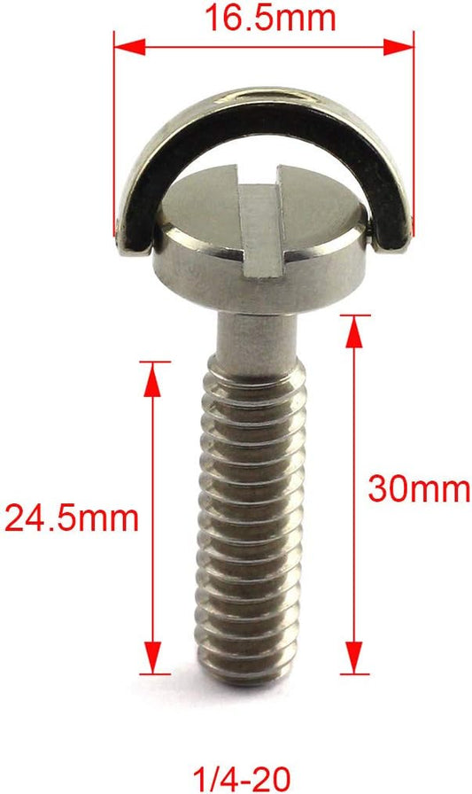 HJ Garden 2pcs 1/4-20 Thread D-Ring Stainless Steel Camera Fixing Screws for Camera Tripod Monopod QR Plate,D Shaft Quick Release Plate Mounting Screw 30mm Length
