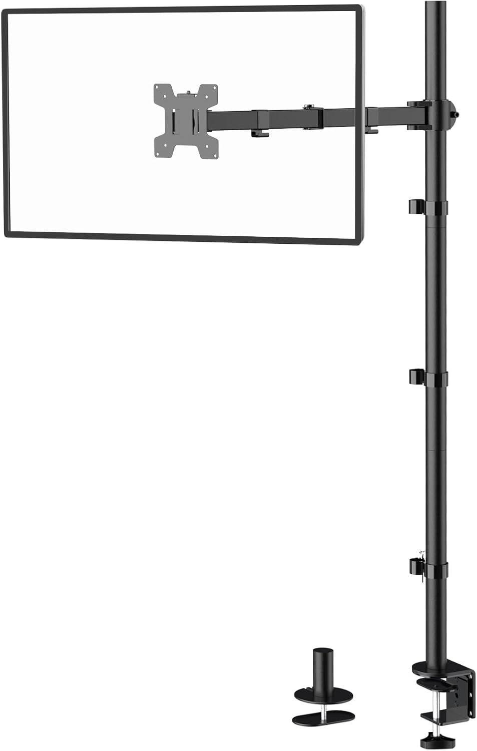 WALI Single Monitor Stand Desk Mount, 39 inch Tall Monitor Stand Fully Adjustable, Articulating Arm for Computer Screen up to 32 inch, 22lbs (M001XXL), Black