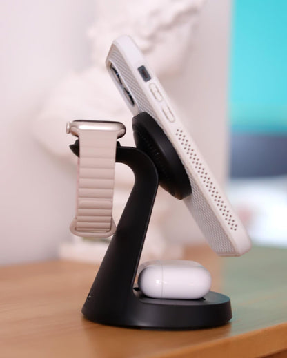 Wireless Charger Compatible with Mag-Safe,3 in 1 Charging Station for iPhone16/15/14/13/12 Series, Apple Watch,AirPods,15W Fast Charging (USB-C Adapter Included)