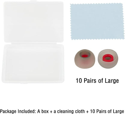Replacement Earbud Tips Silicone Ear Tips for in- Ear Headphones Rubber Tips Ear Bud Tips,10 Pairs Large
