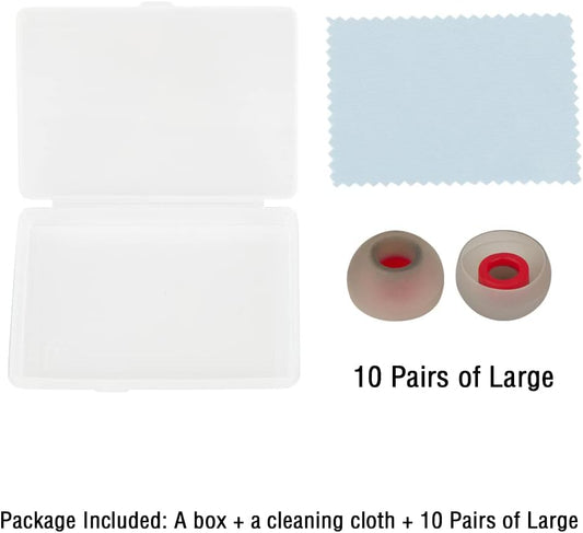 Replacement Earbud Tips Silicone Ear Tips for in- Ear Headphones Rubber Tips Ear Bud Tips,10 Pairs Large