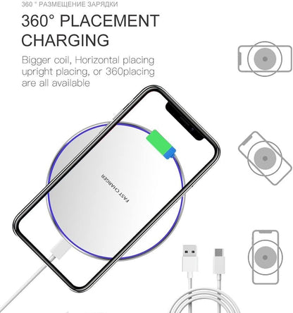 Fast Wireless Charger,20W Max Wireless Charging Pad Compatible with iPhone 16/15/14/13/12/SE/11/Pro,AirPods;FDGAO Induction Charge Mat for Samsung Galaxy S25/S24/S23/S22/Note,Pixel/LG G8
