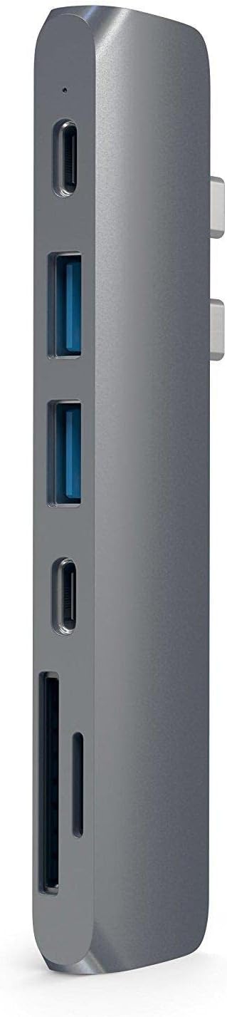 Satechi USB C Hub Adapter, USBC Dongle 7 in 1, USB-C with 4K HDMI, 87W PD Charging, USBC Data, 2 USB-A Data, Micro/SD Card Readers, for MacBook Pro/Air M1 M2 M3 M4 - Space Gray