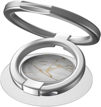 Phone Grip, Phone Ring Holder Finger Kickstand, Foldable & Adjustable Double Metal Cell Phone Rings Gripper Stand for iPhone Samsung &Other Phones - White Marble