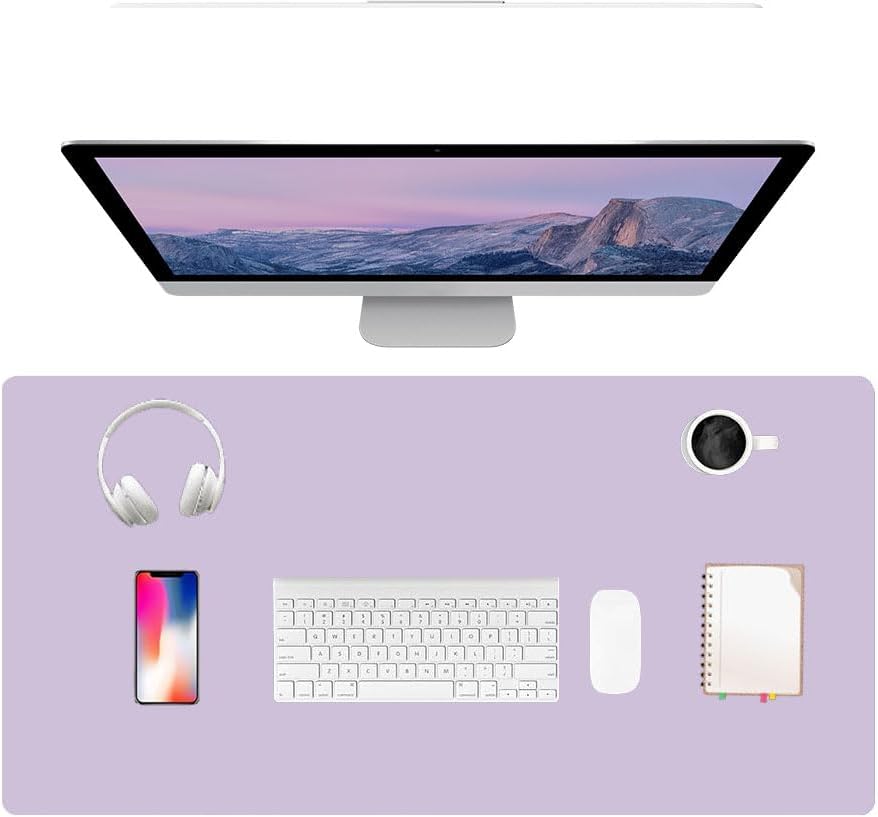 PU Leather Desk Pad Protector Gaming Mouse Pad Non Slip Desk Mat for Keyboard and Mouse Waterproof Desk Writing Pad for Office and Home Desk Accessories(Purple, 23.6 * 11.8)