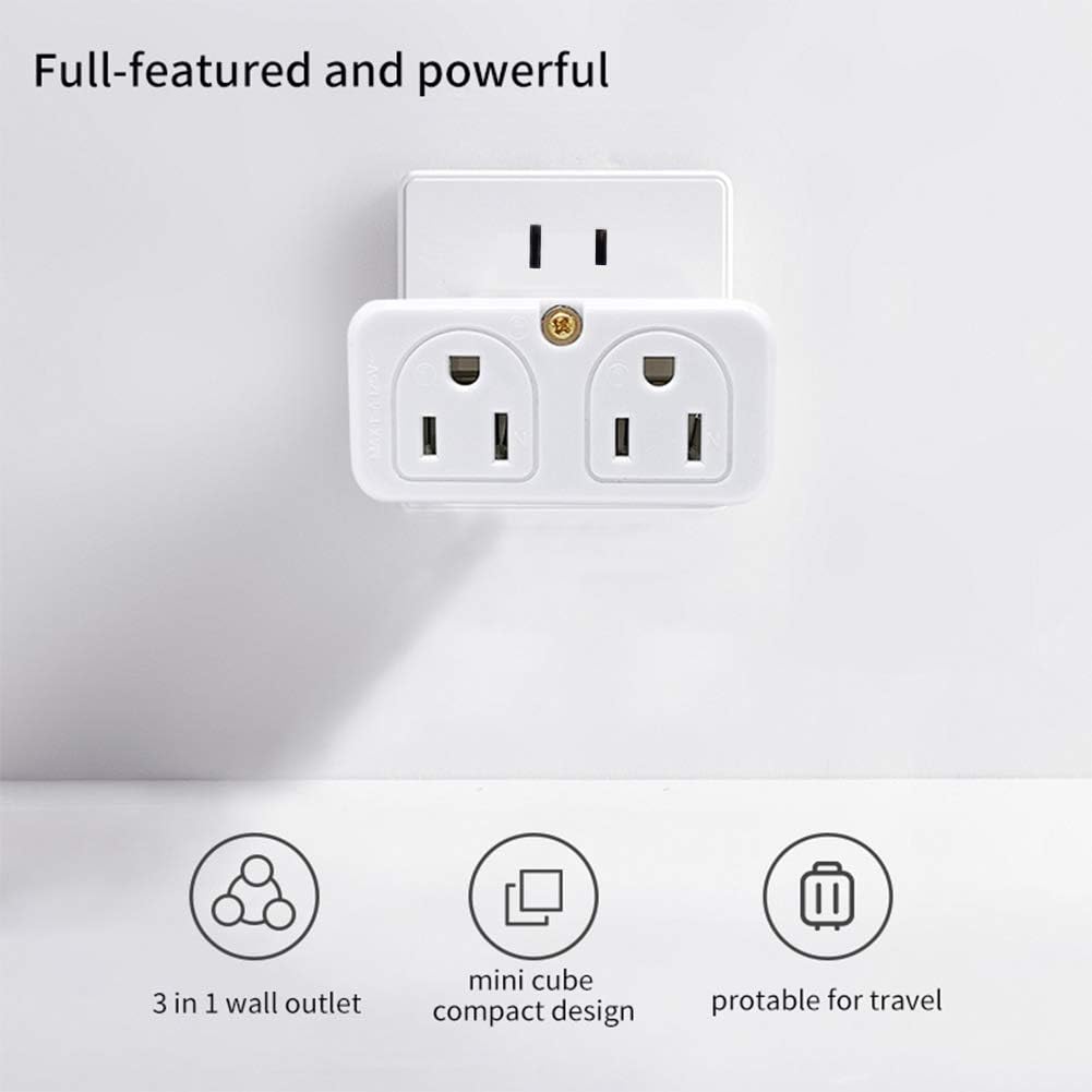 SYCON Adapter Outlet Extender, 2-Prong Mini Wall Plug, Multi Outlet Splitter with 4 Outlets