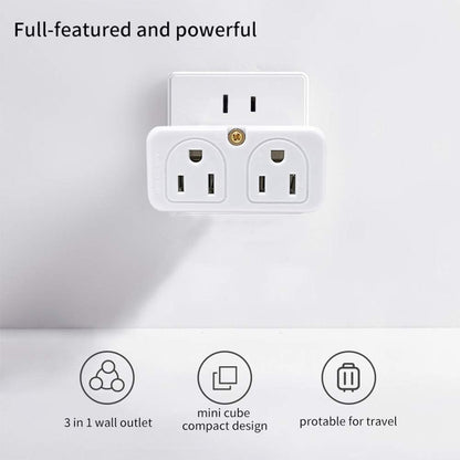SYCON Adapter Outlet Extender, 2-Prong Mini Wall Plug, Multi Outlet Splitter with 4 Outlets