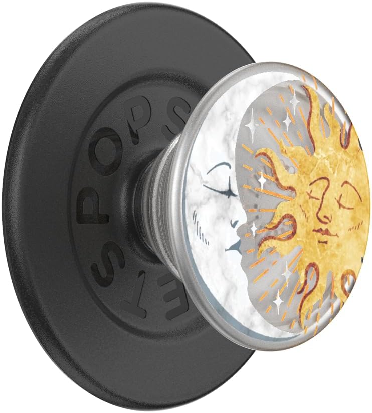 PopSockets Phone Grip for MagSafe with Kickstand, Magnetic Stand, Swappable Top, Secure Hold for iPhone MagSafe Cases, Phone & Tablet Grip - Translucent Sun and Moon