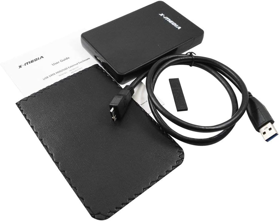 X-MEDIA XM-EN2279U3 2.5-Inch Tool-Free USB 3.0 SATA SSD HDD Hard Disk Drive External Enclosure Case | Support 7mm / 9.5mm Height HDDs
