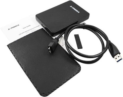 X-MEDIA XM-EN2279U3 2.5-Inch Tool-Free USB 3.0 SATA SSD HDD Hard Disk Drive External Enclosure Case | Support 7mm / 9.5mm Height HDDs