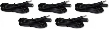 Five Pack of YCS Basics 12 Foot 3.5mm Headphone Extension Cables Male/Female