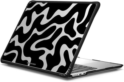 CASETiFY Impact MacBook Air 13.6" (M2-M4) Case [Cushioned Impact Corners/Scratch-Resistant/Anti-Slip Grip] - Black Abstract Shapes - Clear Black