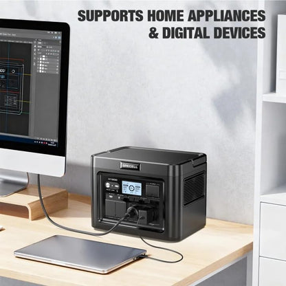 GRECELL Portable Power Station 1200W 672Wh H1200 LiFePO4 Battery Solar Generator with 10ms UPS, 1200W Solar Power Station, 9 Output Ports for Home Emergency, Outdoor Camping, RV Travel, Laptop TV