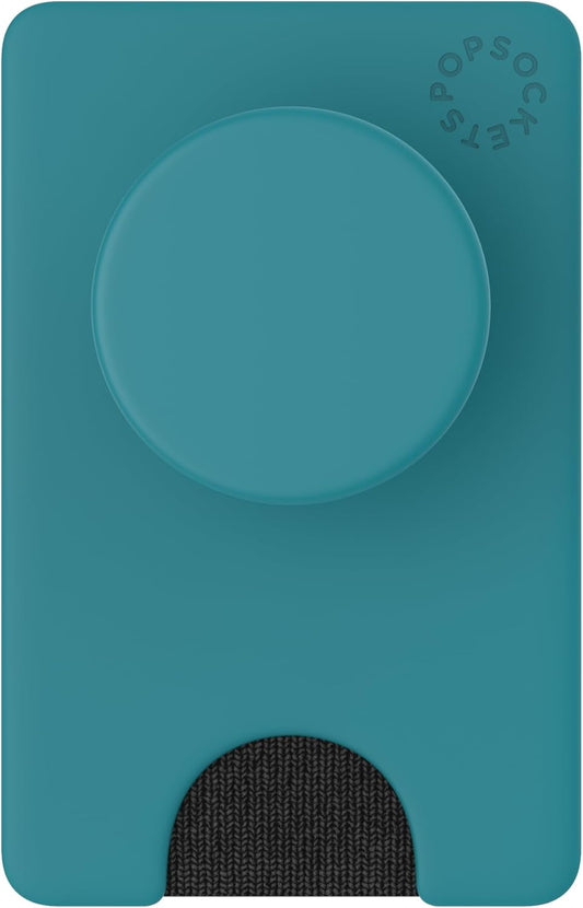 PopSockets Phone Wallet with Expanding Phone Grip, Phone Card Holder, Solid PopWallet - Sea Green