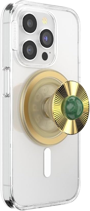 PopSockets Phone Grip for MagSafe with Kickstand, Magnetic Stand, Swappable Top, Secure Hold for iPhone MagSafe Cases, Phone & Tablet Grip, Cute PopSockets - Gem Brooch Jade