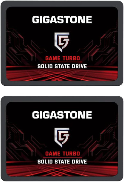Gigastone SATA SSD 128GB (2-Pack) 2.5 inch SSD 520MB/s Upgrade Laptop PC Memory and Storage PS4 HDD Replacement 2.5" Internal Solid State Hard Drives SATA III SLC Cache 3D NAND Game Turbo Performance