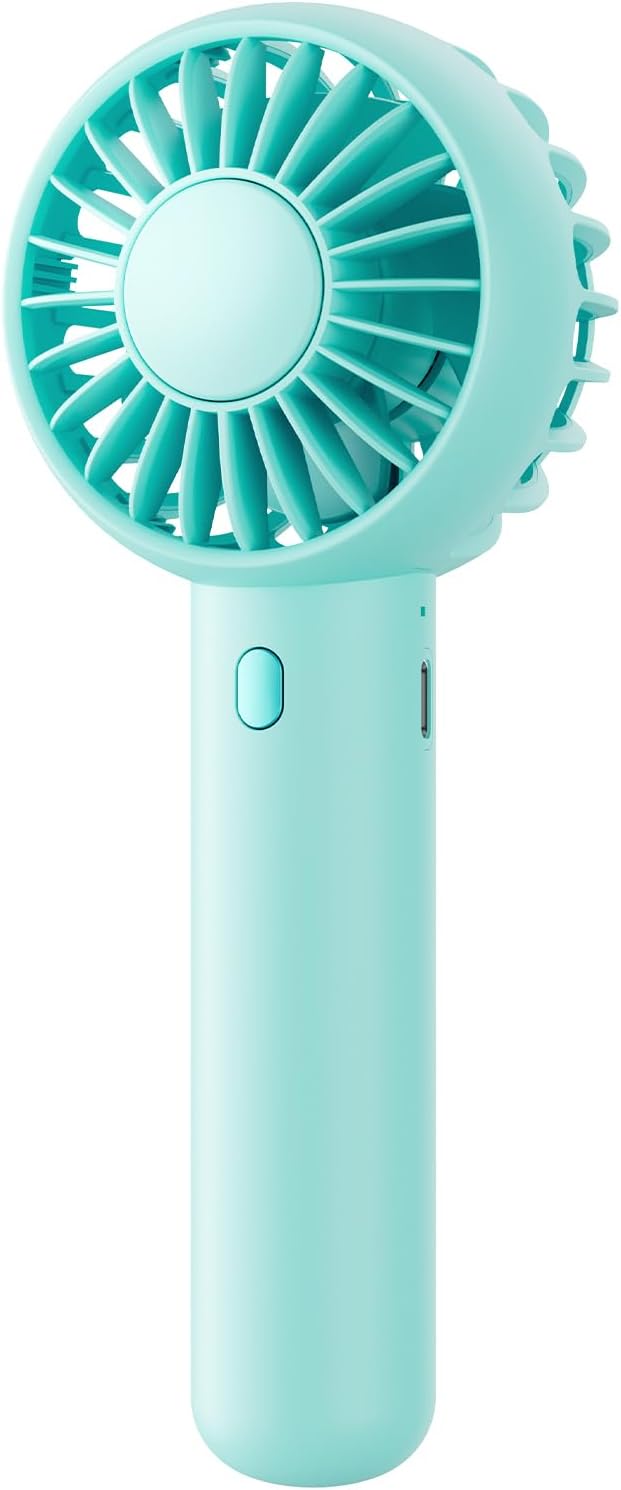 Gaiatop Mini Portable Fan, Small and Powerful, Cute Design 3 Speed Personal Handheld fan and Desktop with Base, Lightweight USB Rechargeable for Travel Lash Makeup Girl Women Summer Gift Green