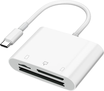 SD Card Reader USB C for iPhone 15/Android Phone/iPad/Mac/Laptop, Three Card Slot Micro SD Card Reader Supports SD Micro SD CF Card, Digital Camera Viewer Memory Card Reader Plug and Play