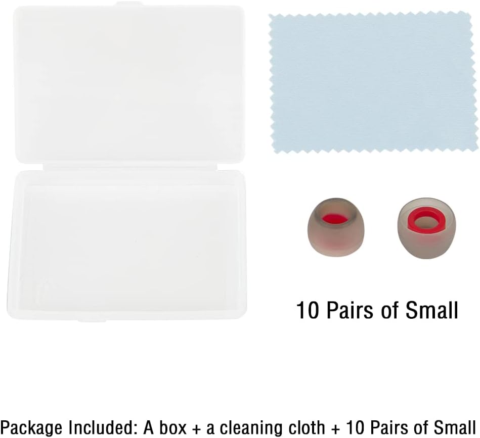 10 Pairs Small Earbud Tips Replacement Ear Tips for in- Ear Headphones Ear Bud Covers Silicone Earbuds Rubber Tips (Clear Red)