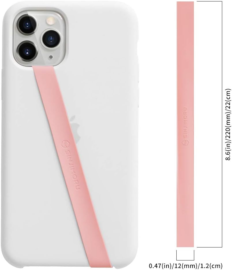 Sinjimoru Stretchable Silicone Phone Strap, Flexible and Elastic Grip Holder for iPhone & Android, Secure Phone Loops Finger Grip with Wireless Charging Support Sinji Loop Pink