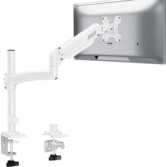 Single Monitor Mount Arm, VESA Desk Mount Stand for 13-32 inch Computer Screen up to 22 lbs, Adjustable Height Tall Monitor Arm with Tilt Swivel Rotation, VESA 75 100mm, White, Freelift