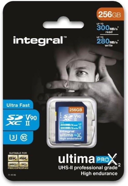 Integral 256GB UHS-II SD Card V90 Up to 300MBs Read and 280MBs Write Speed 1866X SDHC Professional High Speed Memory Card