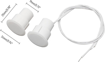 10PCS Recessed Wired Security Window Door Contact Sensor, Normally Closed NC, Door Alarm Magnetic Reed Switch with 2 Wire, ABS White, RC-36