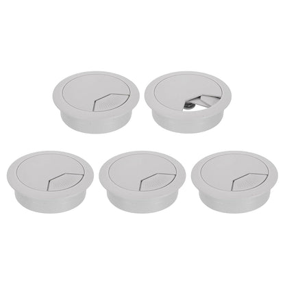 uxcell 5 Pcs 53mm (2.09 Inch) Desk Grommet, Plastic Cable Hole Cover, Wire Cord Cable Organizer for Home Office Computer Desk Cabinet, Gray