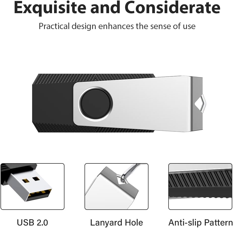 Aiibe 5 Pack 64GB Flash Drive USB Flash Drives 64GB Thumb Drive USB 2.0 Memory Stick USB Drive Zip Drive Jump Drive 64GB Multipack (64G, 5 Mixed Colors: Black Red Cyan Green Purple)