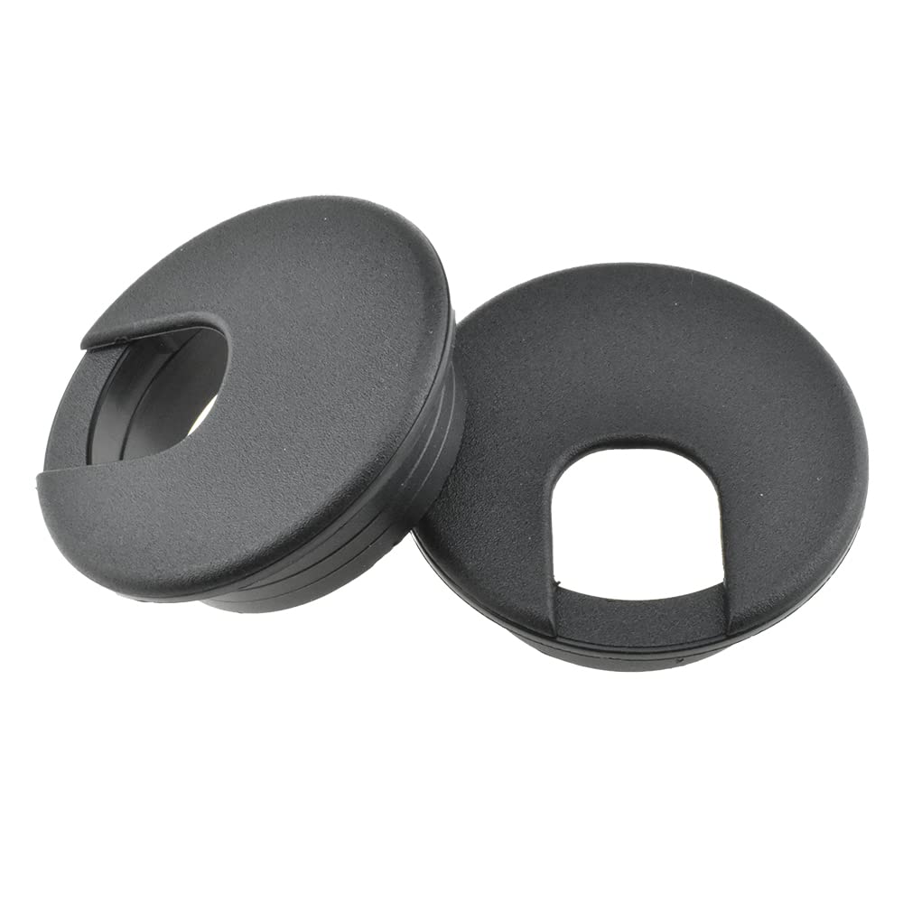 HAHIYO 2Pcs 2Inch/50mm Black ABS Plastic U-Shaped Desk Grommet Wire Grommet Cable Management Cord Hole Cover Desk Wire Hole Insert Wire Organizer for Computer Office Home School Equipment Systems