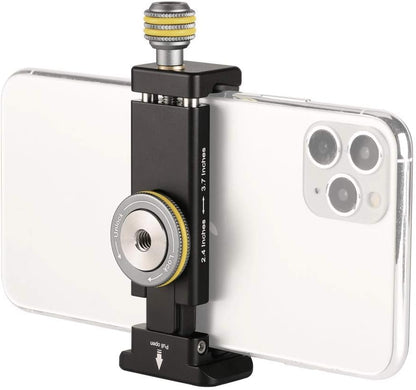 Phone Mount for Tripod, Smartphone Tripod Adapter for iPhone Samsung Cell Phone Stand Holder with Cold Shoe and Arca Swiss Quick Release Plate for iPhone 15 Pro Max Galaxy S24