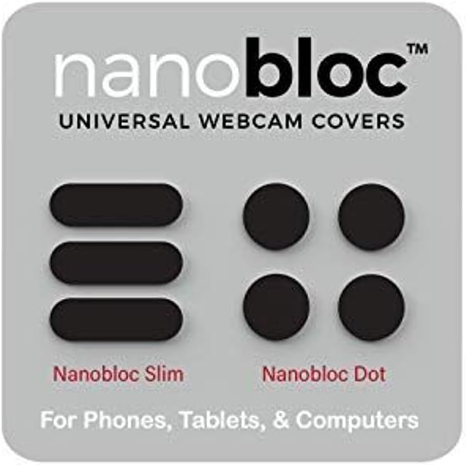 Camera Blocker for Phone & Laptop - 7-Piece, Black - Nano Suction Reusable Slide Covers & Camera Privacy Slider Dots & Bars