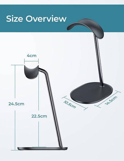 BENKS Desktop Headphone Stand Universal Headset Holder Hanger Mount with Protective Silicone Pad, Gaming Headset Accessories, Compatible with AirPods Max, Beats, Bose, Sony and so on(Black)