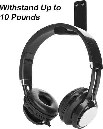 SourceTon 2 Packs Aluminum Headphone Stand Hanger and 6 Cable Clips, 2 Headset Holder Mount (Black and Silver) and 6 Cable Organizers with Strong Adhesive Tape and Screws for Headphones