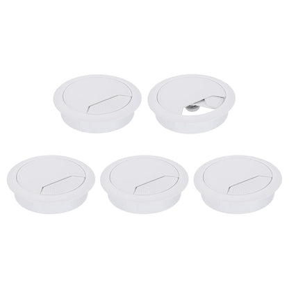 uxcell 5 Pcs 60mm (2.36 Inch) Desk Grommet, Plastic Cable Hole Cover, Wire Cord Cable Organizer for Home Office Computer Desk Cabinet, White