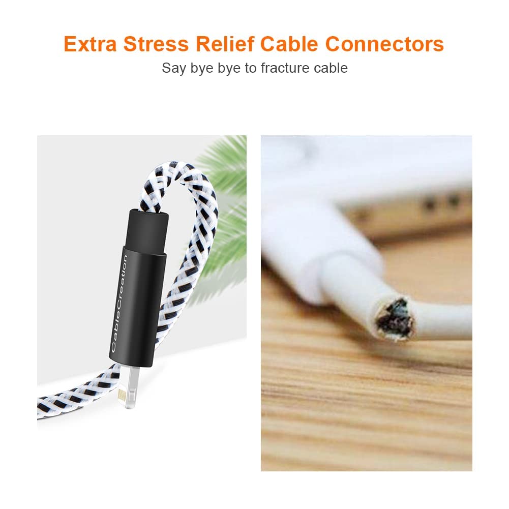 CableCreation 3-Pack Short iPhone Charging Cable 6 Inch/0.5ft, [MFi Certified] Lightning to USB Data Sync Cord, Compatible with iPhone 14/14 Pro, AirPods Pro, iPhone 13, 12, 11, iPad