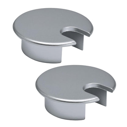 2 Pcs Desk Grommet 1-3/8" / 35 mm, Desk Cord Hole Cover, Cable Grommet Metal Zinc Alloy Materilal, Desk Hole Grommet for Home & Office Pc, Detachable Cable Cord Organizer-Matte Silver