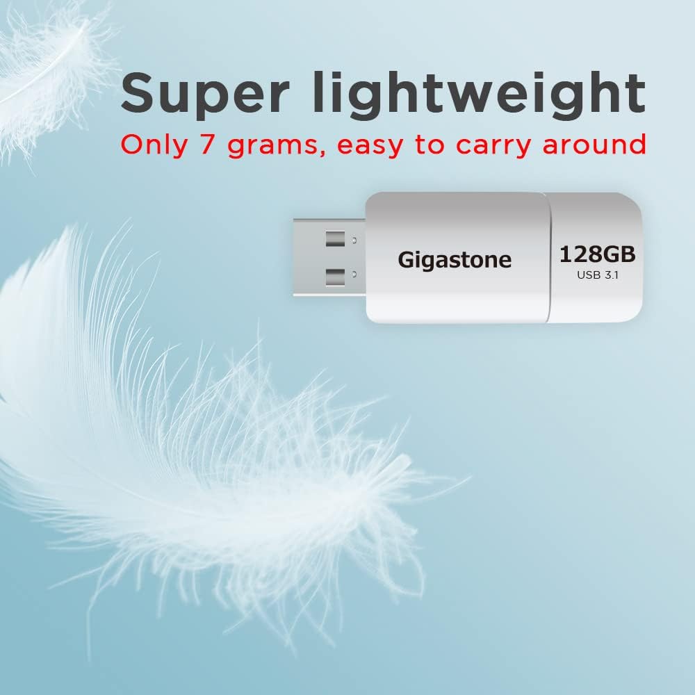 GIGASTONE 128GB Flash Drive (2 Pack) Z60 USB 3.2 Gen 1, 120MB/s Ultra Fast, Retractable Capless Slider Design, Data Storage, Backup for PC/Mac/TV/Car Audio, USB 2.0/3.0/3.1 Compatible