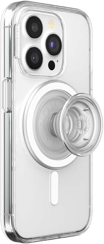 PopSockets iPhone 15 Pro Case with Round Phone Grip Compatible with MagSafe, Phone Case for iPhone 15 Pro, Wireless Charging Compatible - Clear