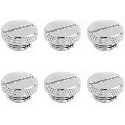 Dracaena.io 6 Pack G1/4" Thread, Thin Water Stop Plug Fitting with Coin Slot for Computer Water Cooling System, Durable Brass/Copper Material, Silver